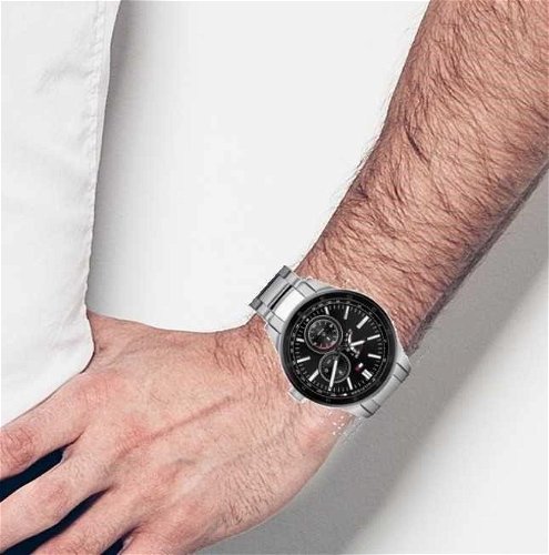  Shop Authentic Tommy Hilfiger Austin Black Dial Silver Steel Strap Watch for Men - 1791639 - Luxxuri