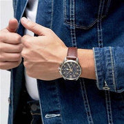  Shop Authentic Tommy Hilfiger Dean Multifunctional Blue Dial Brown Leather Strap Watch for Men - 1791275 - Luxxuri