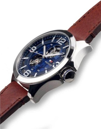  Shop Authentic Tommy Hilfiger Bruce Analog Blue Dial Brown Leather Strap Watch for Men - 1791278 - Luxxuri