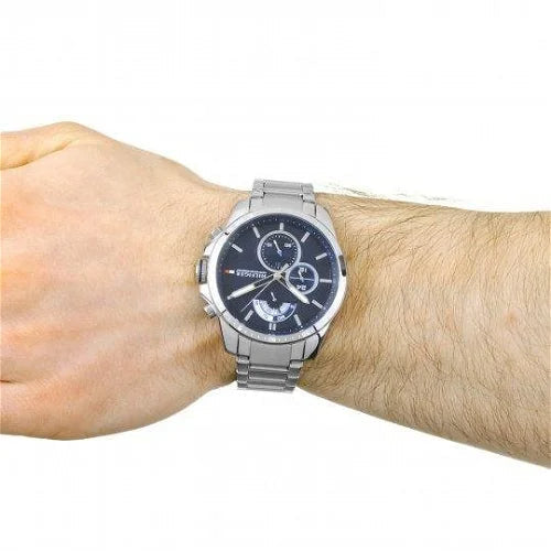  Shop Authentic Tommy Hilfiger Decker Quartz Blue Dial Silver Steel Strap Watch for Men - 1791348 - Luxxuri
