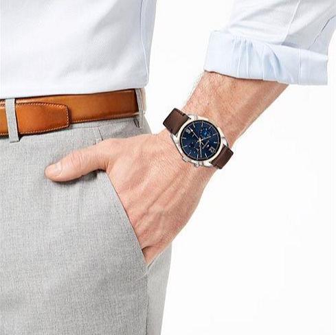  Shop Authentic Tommy Hilfiger Deacan Blue Dial Brown Leather Strap Watch for Men - 1791549 - Luxxuri
