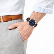  Shop Authentic Tommy Hilfiger Deacan Blue Dial Brown Leather Strap Watch for Men - 1791549 - Luxxuri