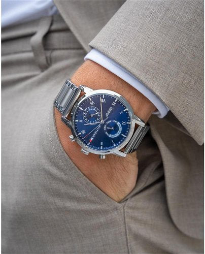  Shop Authentic Tommy Hilfiger Kane Blue Dial Silver Steel Strap Watch for Men - 1710401 - Luxxuri