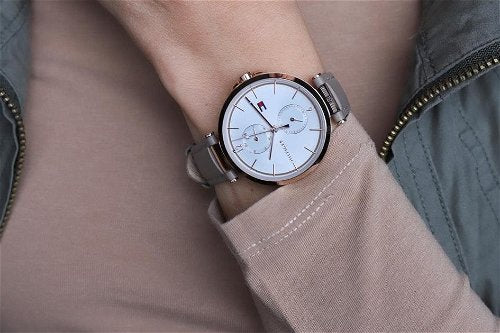 Shop Authentic Tommy Hilfiger Angela Quartz Silver Dial Brown Leather Strap Watch for Women - 1782125 - Luxxuri