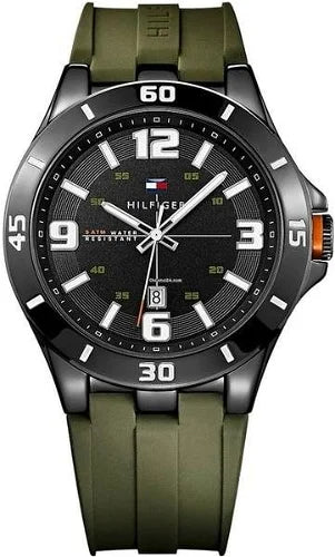  Shop Authentic Tommy Hilfiger Drew Black Dial Green Rubber Strap Watch for Men - 1791065 - Luxxuri