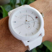  Shop Authentic Tommy Hilfiger Denim Analog White Dial White Rubber Strap Watch for Men - 1791481 - Luxxuri