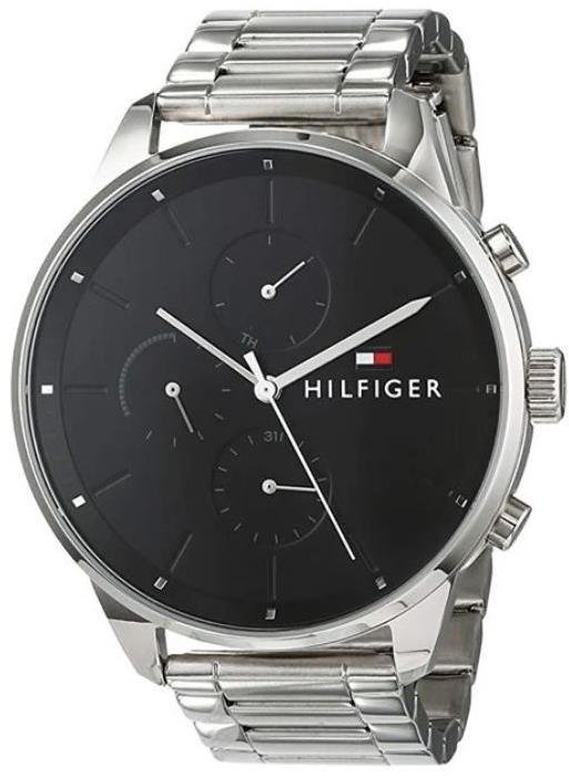  Shop Authentic Tommy Hilfiger Chase Quartz Black Dial Silver Steel Strap Watch For Men - 1791485 - Luxxuri