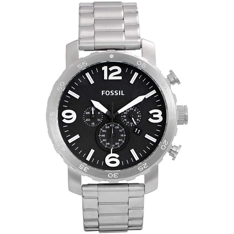  Shop Authentic Fossil Nate Chronograph Black Dial Silver Steel Strap Watch for Men - JR1353 - Luxxuri