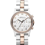  Shop Authentic Marc Jacobs Henry Chronograph Silver Dial Two Tone Steel Strap Watch for Women - MBM3106 - Luxxuri