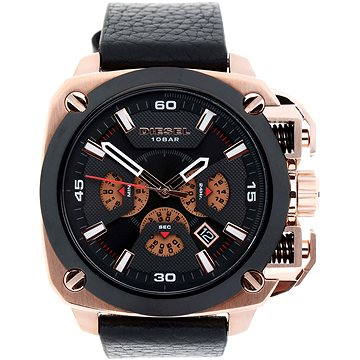  Shop Authentic Diesel BAMF Chronograph Black Dial Black Leather Strap Watch For Men - DZ7346 - Luxxuri