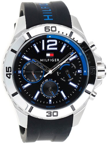  Shop Authentic Tommy Hilfiger Sport Multifunction Black Dial Black Rubber Strap Watch for Men - 1791143 - Luxxuri