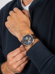  Shop Authentic Tommy Hilfiger Keagan Chronograph Blue Dial Brown Leather Strap Watch for Men - 1791290 - Luxxuri