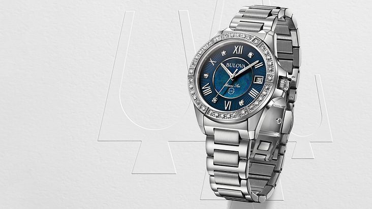  Shop Authentic Bulova Marine Star Blue Dial Silver Steel Strap Watch for Women - 96R215 - Luxxuri
