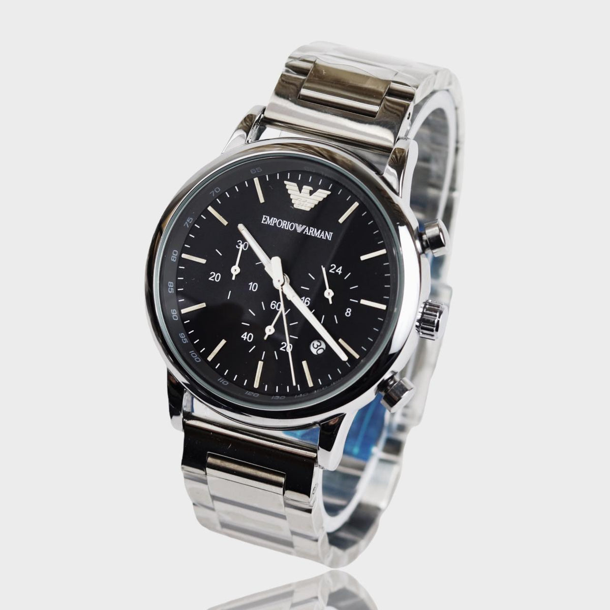  Shop Authentic Emporio Armani Luigi Black Dial Silver Steel Strap Watch For Men - AR1894 - Luxxuri