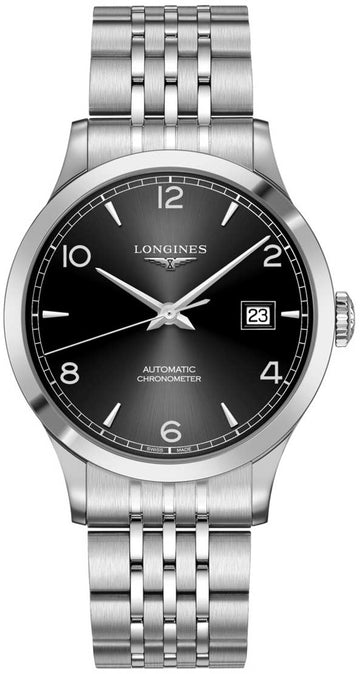  Shop Authentic Longines Record Black Dial Automatic Stainless Steel 40mm Watch for Men - L2.821.4.56.6 - Luxxuri