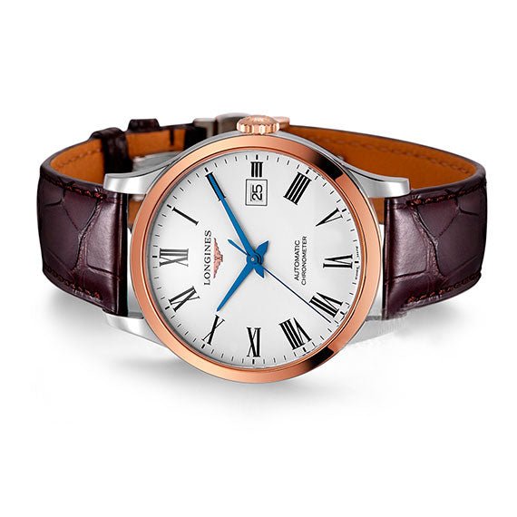  Shop Authentic Longines Record Automatic Stainless Steel 18K Gold Watch for Men - L2.821.5.11.2 - Luxxuri