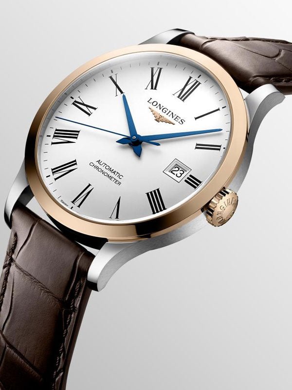  Shop Authentic Longines Record Automatic Stainless Steel 18K Gold Watch for Men - L2.821.5.11.2 - Luxxuri