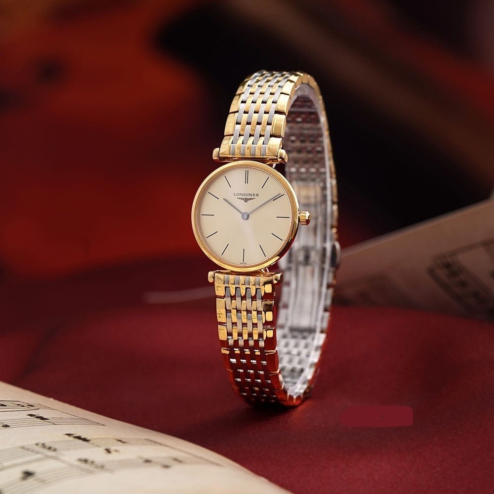  Shop Authentic Longines La Grande Classique Quartz Gold Dial Two Tone Mesh Bracelet Watch for Women - L4.209.2.32.7 - Luxxuri