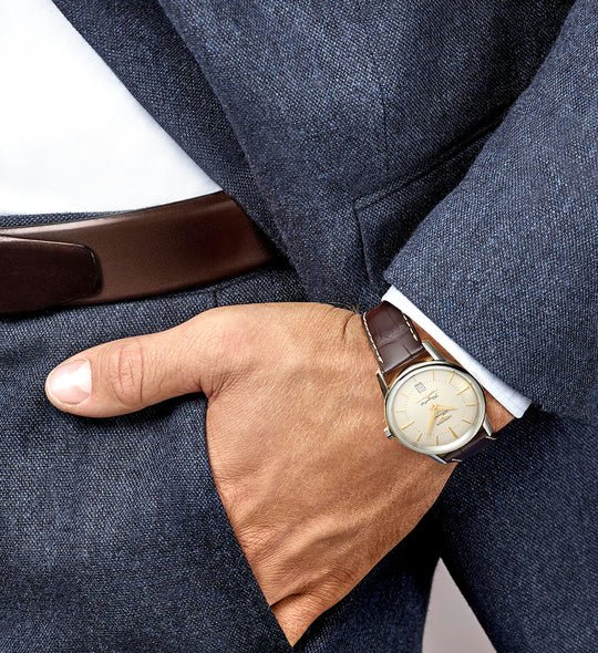  Shop Authentic Hugo Boss Classic White Dial Brown Leather Strap Watch for Men - 1513486 - Luxxuri