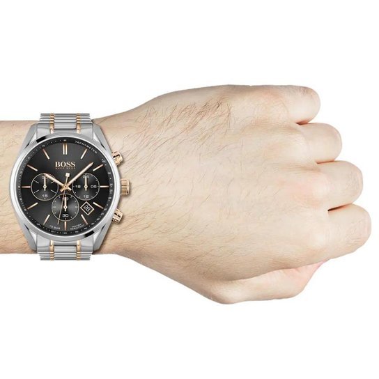  Shop Authentic Hugo Boss Champion Chronograph Black Dial Two Tone Steel Strap Watch for Men - 1513819 - Luxxuri