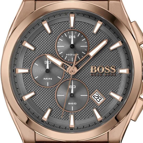  Shop Authentic Hugo Boss Grandmaster Grey Dial Brown Leather Strap Watch for Men - 1513882 - Luxxuri