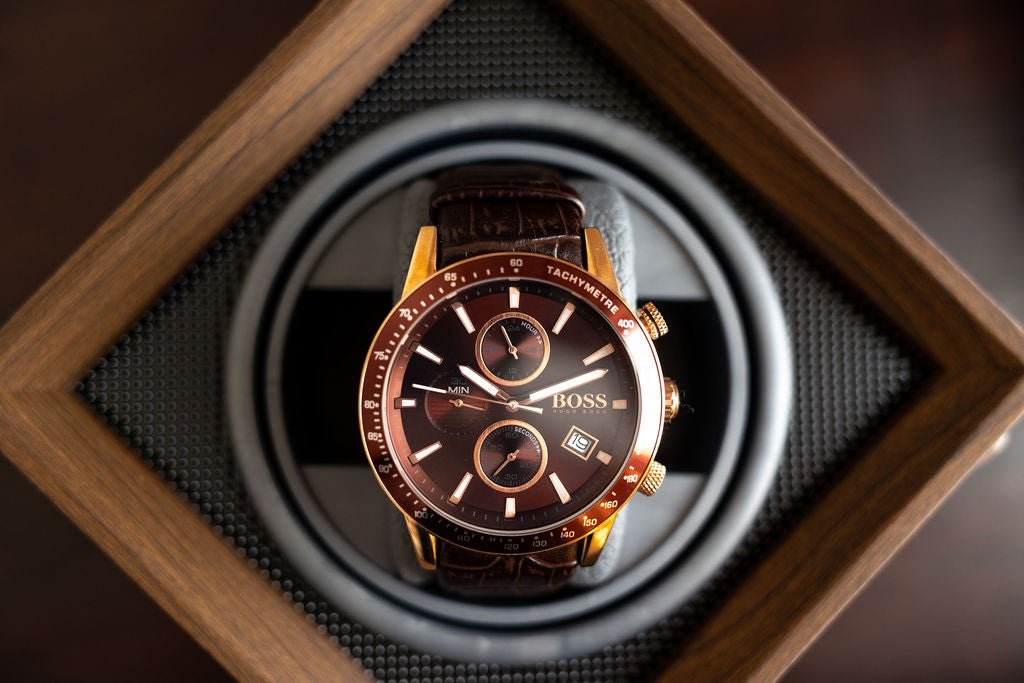  Shop Authentic Hugo Boss Rafale Chronograph Brown Dial Brown Leather Strap Watch For Men - 1513392 - Luxxuri
