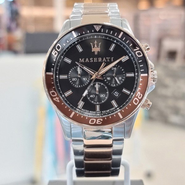  Shop Authentic Maserati SFIDA Chronograph Black Dial Two Tone Steel Strap Watch For Men - R8873640009 - Luxxuri