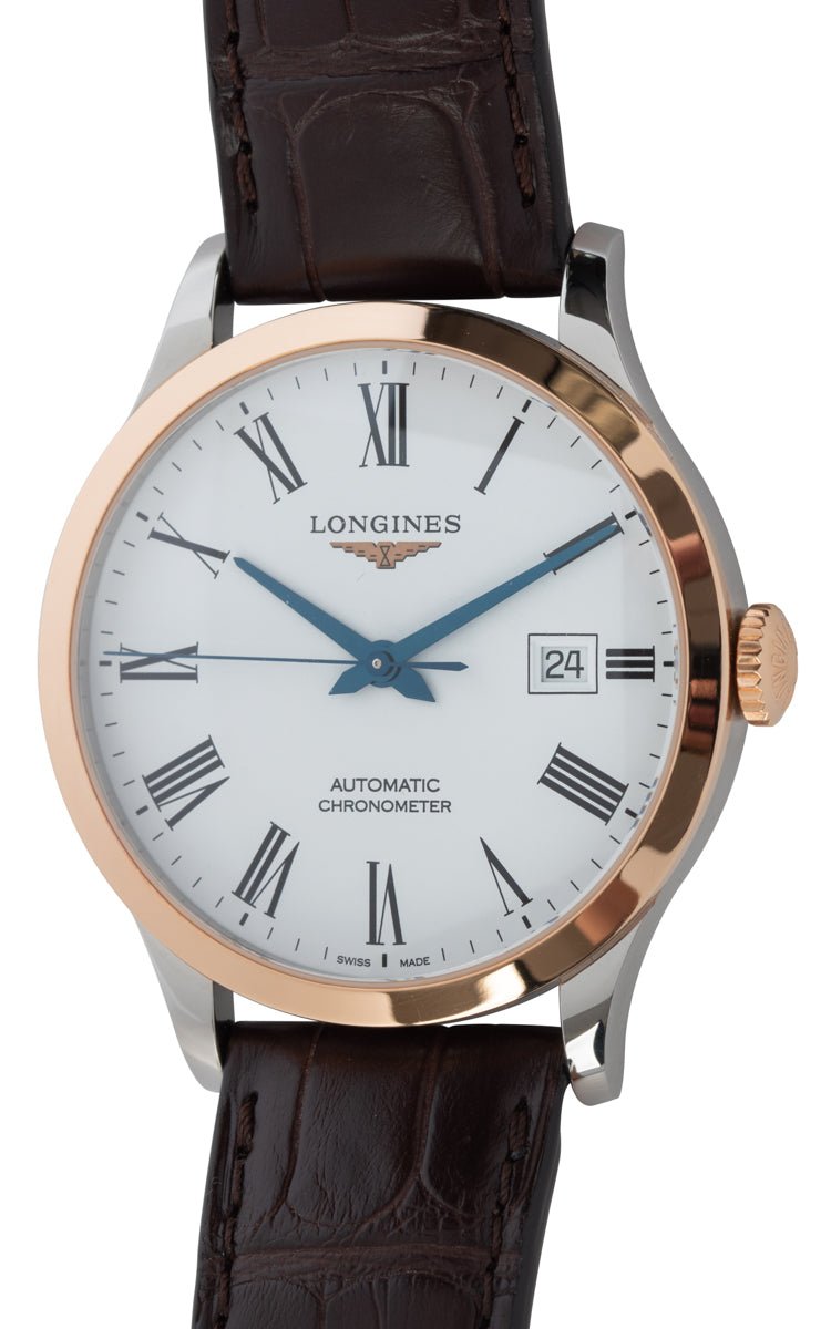  Shop Authentic Longines Record Automatic Stainless Steel 18K Gold Watch for Men - L2.821.5.11.2 - Luxxuri
