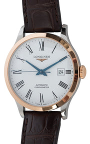  Shop Authentic Longines Record Automatic Stainless Steel 18K Gold Watch for Men - L2.821.5.11.2 - Luxxuri