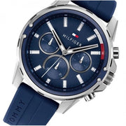  Shop Authentic Tommy Hilfiger Mason Blue Dial Blue Rubber Strap Watch for Men - 1791791 - Luxxuri
