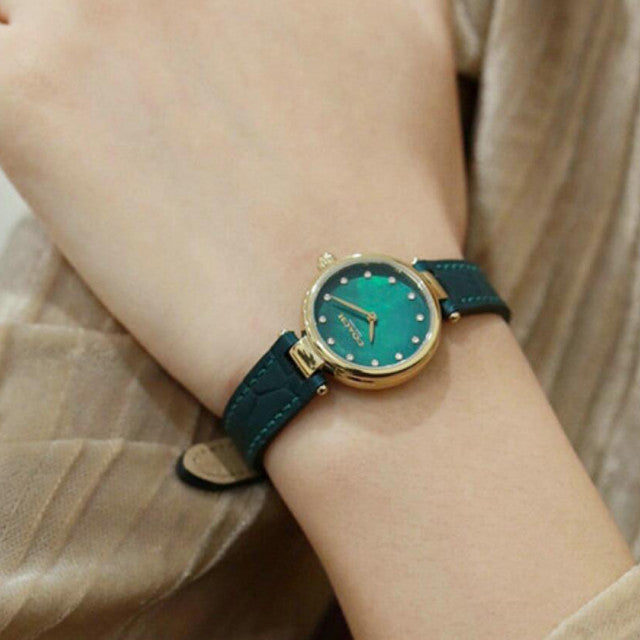 Coach Park Analog Green Dial Green Leather Strap Watch for Women - 14503534