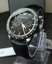  Shop Authentic Emporio Armani Mario Chronograph Black Dial Black Leather Strap Watch For Men - AR11243 - Luxxuri