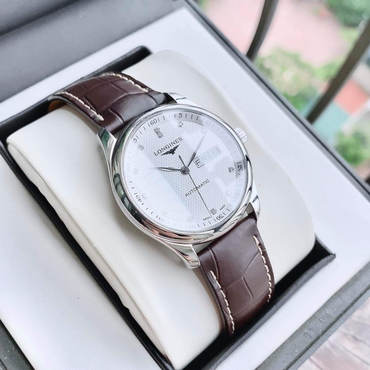  Shop Authentic Longines Master Collection Automatic 38.5mm Silver Diamond Dial Brown Leather Strap Watch for Men - L2.755.4.77.3 - Luxxuri
