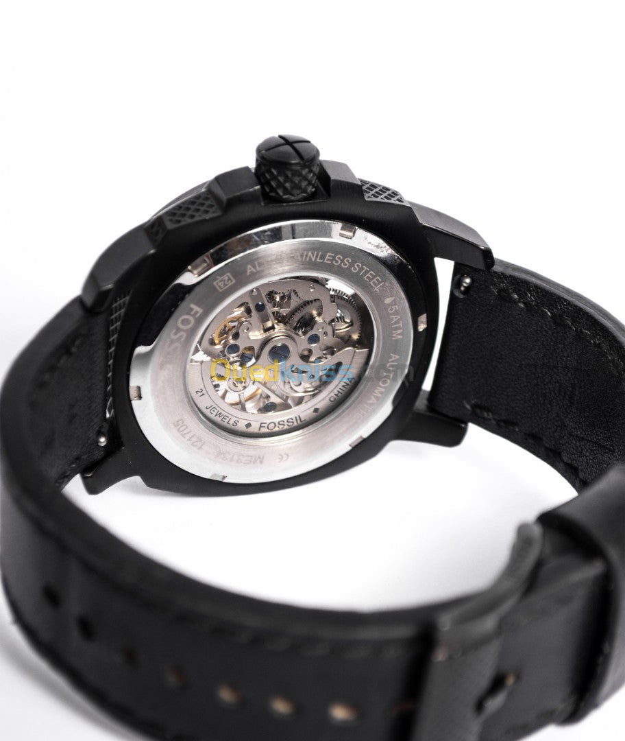  Shop Authentic Fossil Modern Machine Automatic Skeleton Grey Dial Black Steel Strap Watch for Men - ME3134 - Luxxuri