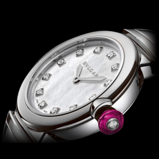 Shop Authentic Bvlgari LVCEA Diamonds Silver Mother of Pearl Dial Silver Leather Strap Watch for Women - LVCEA103367 - Luxxuri