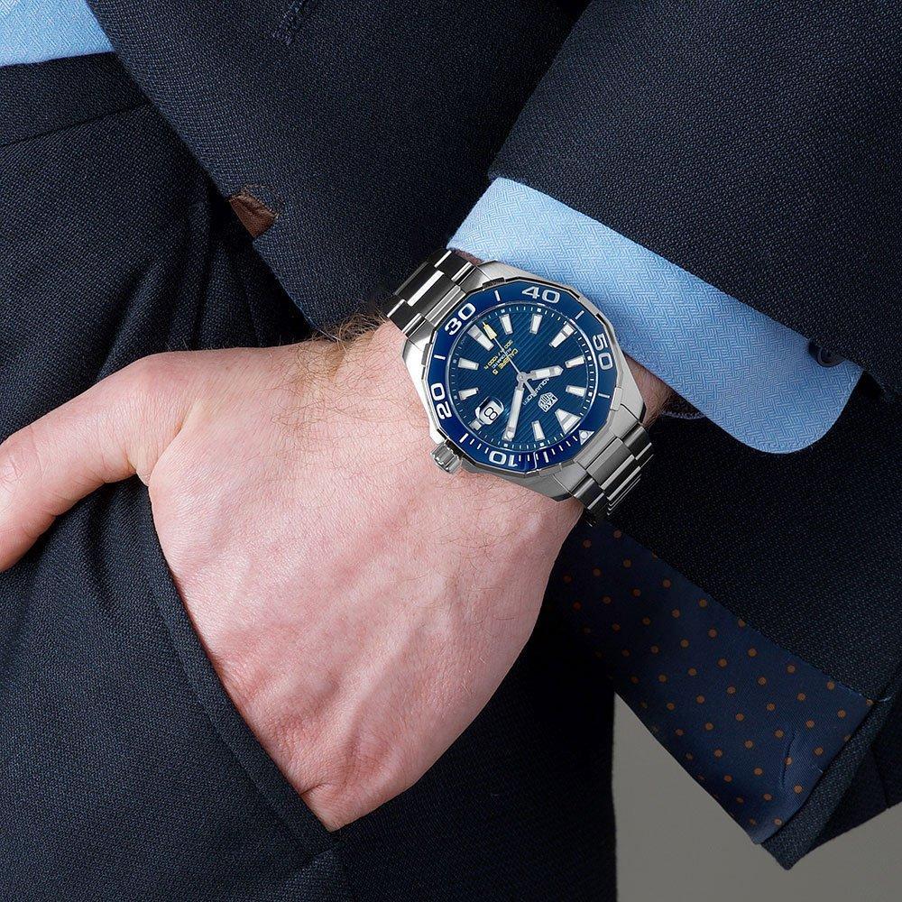  Shop Authentic Tag Heuer Aquaracer Calibre 5 Blue Dial Silver Steel Strap Watch for Men - WAY201B.BA0927 - Luxxuri