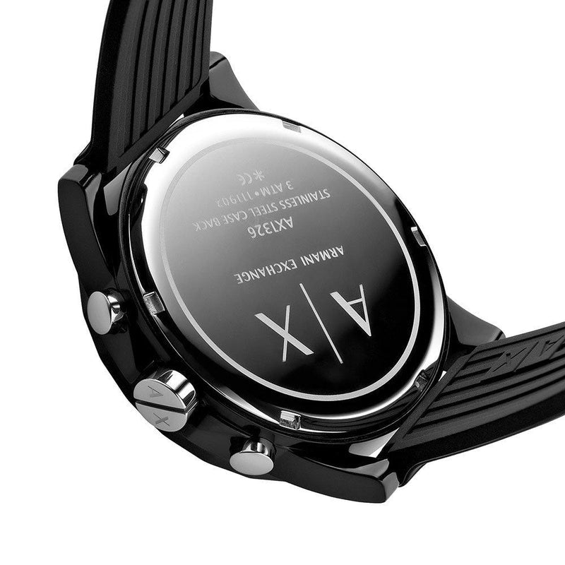  Shop Authentic Armani Exchange Outerbanks Chronograph Black Dial Black Silicone Strap Watch For Men - AX1326 - Luxxuri