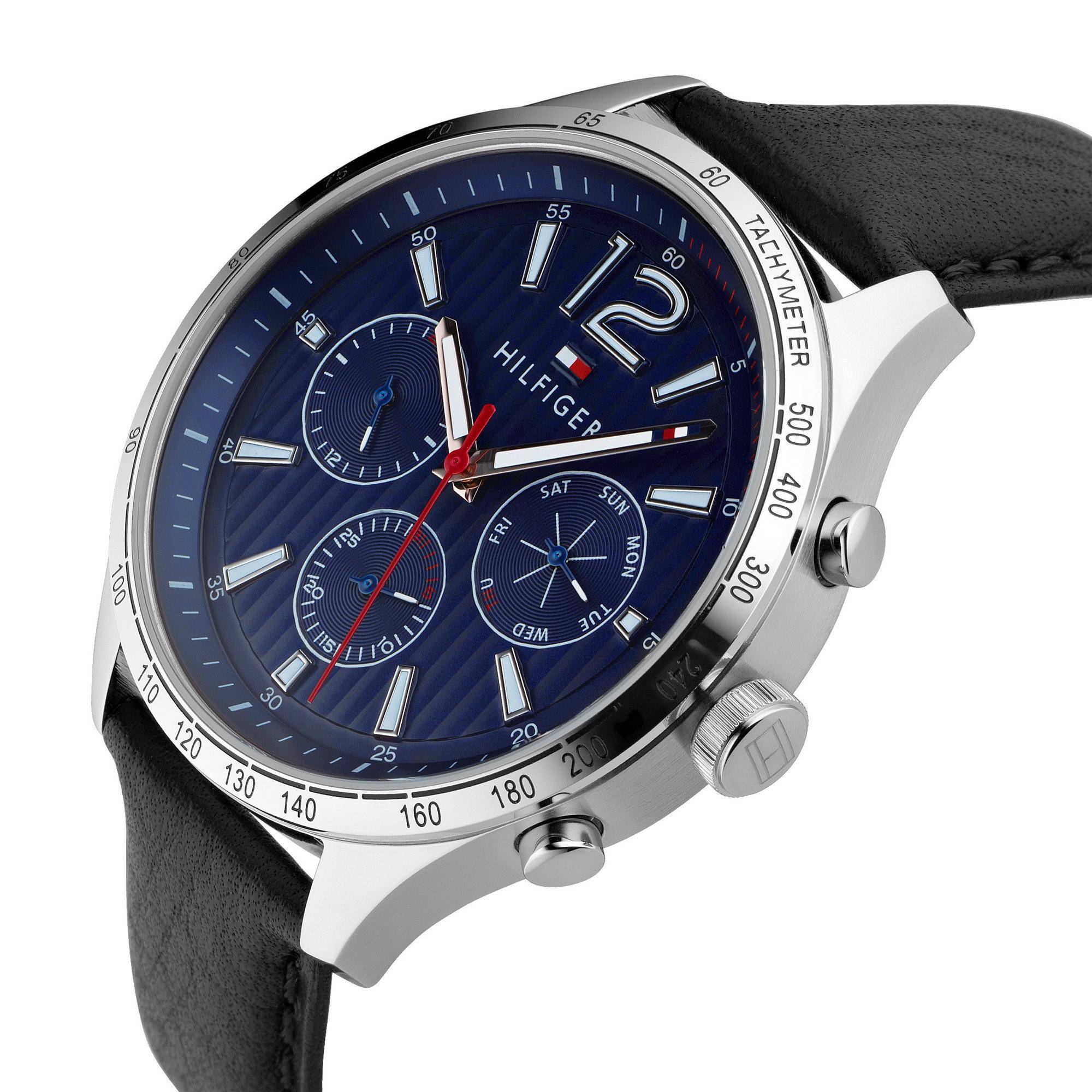  Shop Authentic Tommy Hilfiger Gavin Blue Dial Blue Leather Strap Watch for Men - 1791468 - Luxxuri