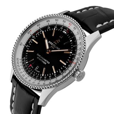 Shop Authentic Breitling Navitimer 1 Automatic 41mm Black Dial Black Leather Strap Mens Watch - A17326211B1P1 - Luxxuri
