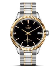  Shop Authentic Tudor Style Automatic Diamonds Black Dial Two Tone Steel Strap Watch for Men - M12713-00011 - Luxxuri