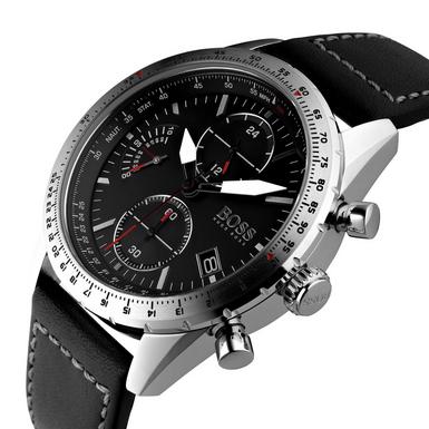  Shop Authentic Hugo Boss Pilot Edition Black Dial Black Leather Strap Watch for Men - 1513853 - Luxxuri
