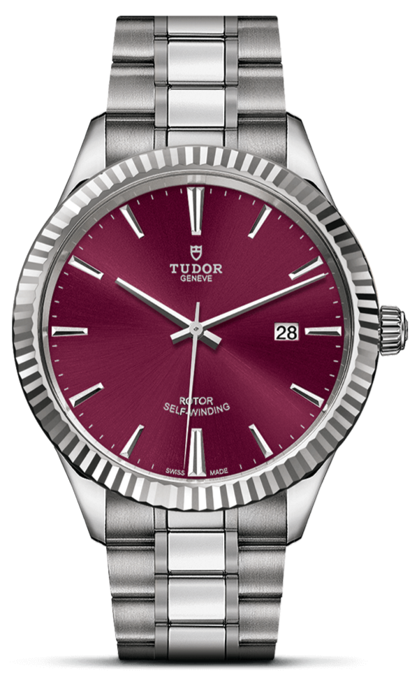  Shop Authentic Tudor Style Automatic Burgundy Red Dial Silver Steel Strap Watch for Men - M12710-0015 - Luxxuri