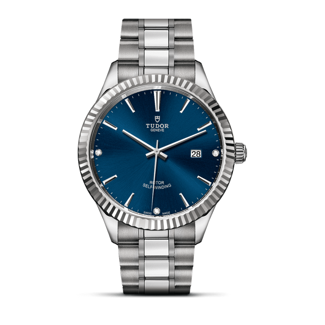  Shop Authentic Tudor Style Automatic Diamonds Blue Dial Silver Steel Strap Watch for Men - M12710-0017 - Luxxuri