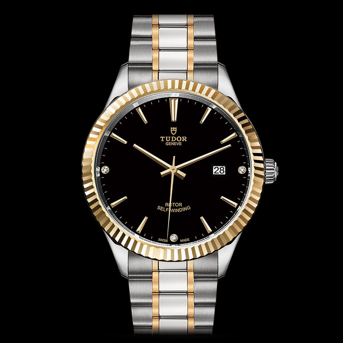  Shop Authentic Tudor Style Automatic Black Dial Two Tone Steel Strap Watch for Men - M12713-0005 - Luxxuri