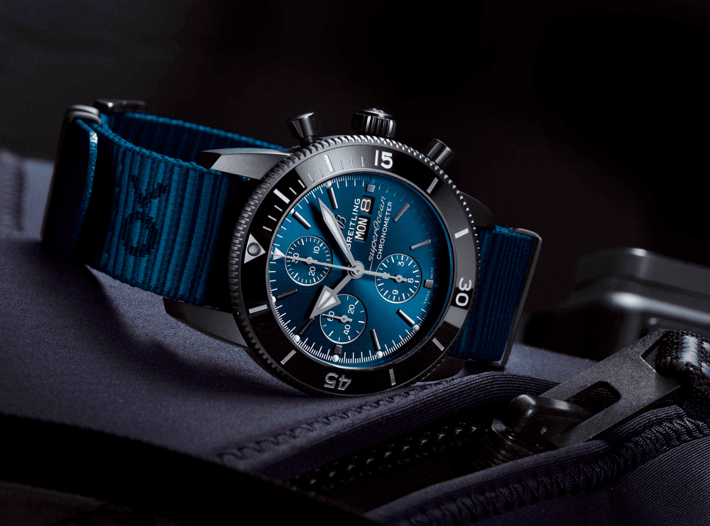  Shop Authentic Breitling Superocean Heritage Chronograph 44 Outerknown Blue Dial Blue NATO Strap Watch for Men - M133132A1C1W1 - Luxxuri