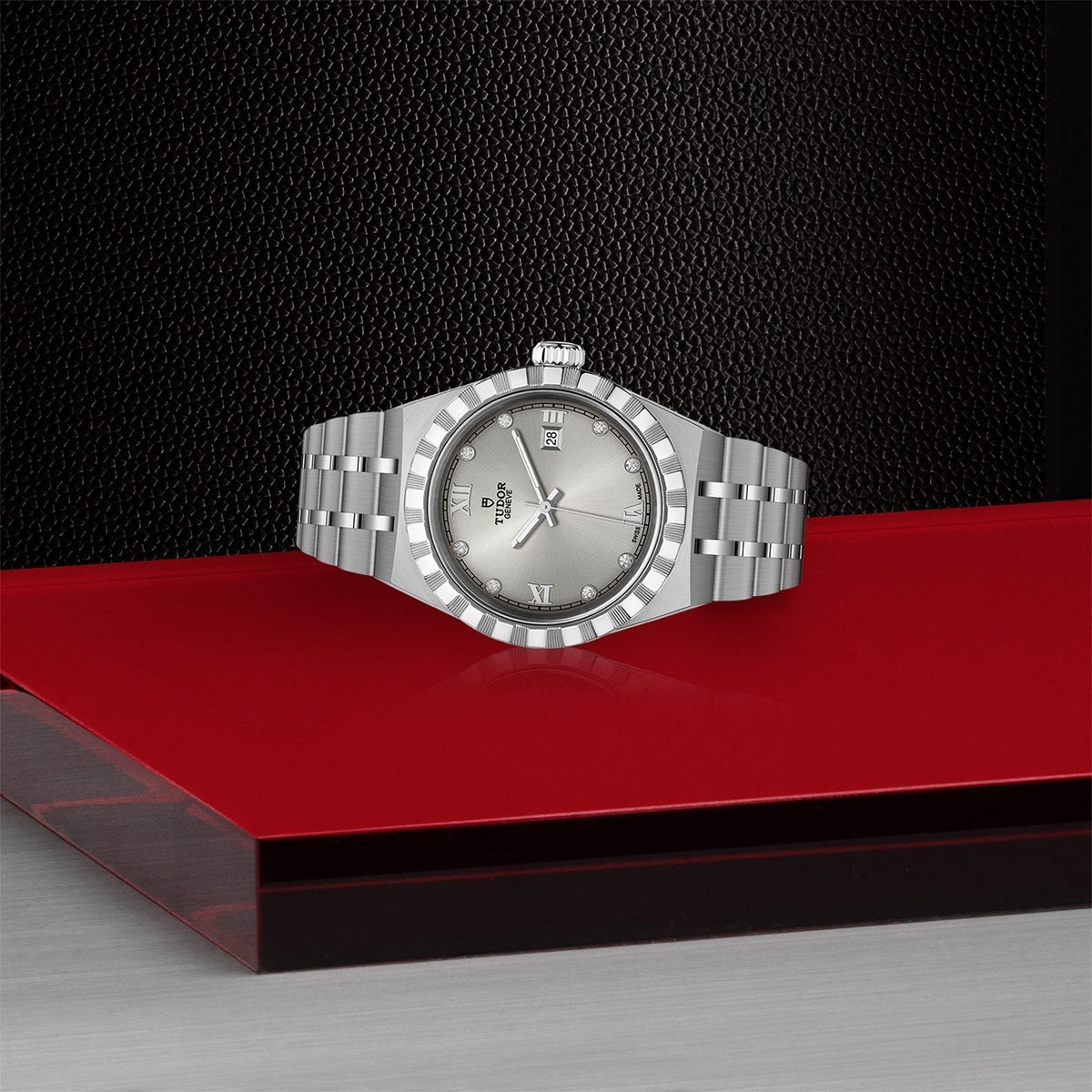 Shop Authentic Tudor Royal Day Date Diamonds Automatic Silver Dial Silver Steel Strap Watch for Men - M28600-0002 - Luxxuri