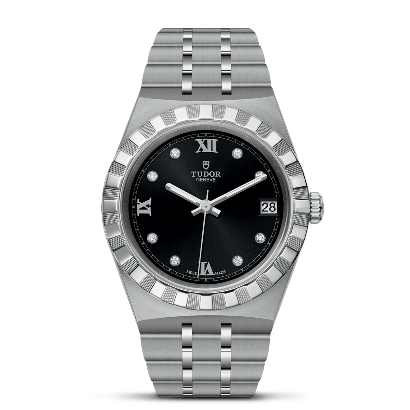  Shop Authentic Tudor Royal Automatic Diamonds Black Dial Silver Steel Strap Watch for Men - M28600-0004 - Luxxuri