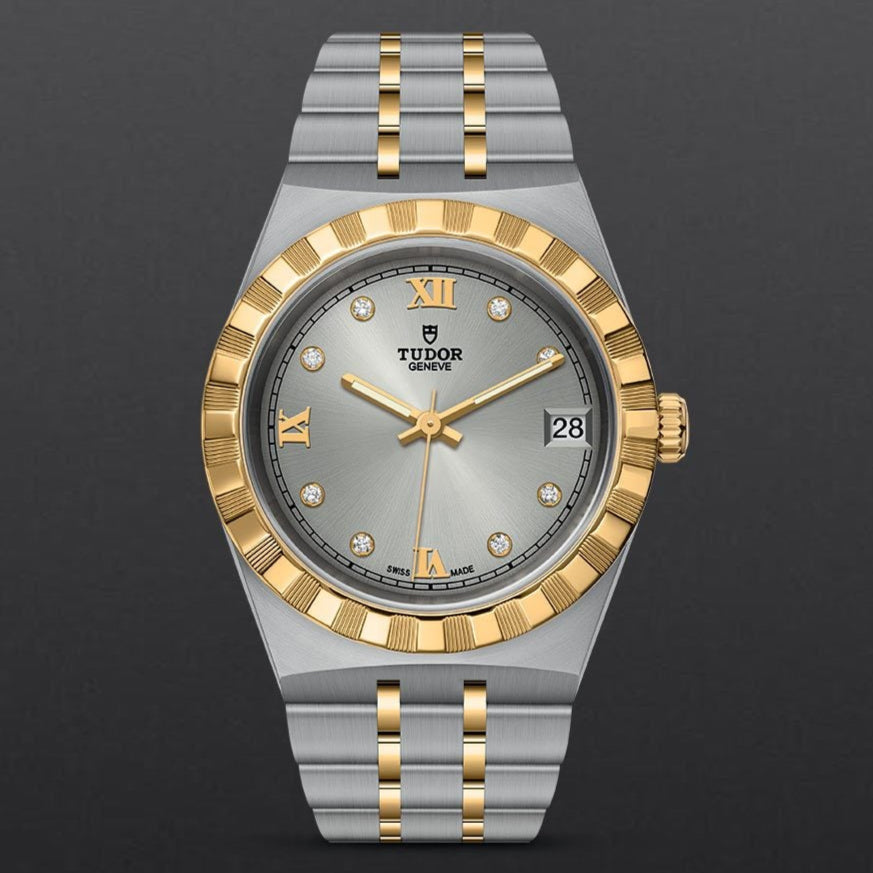  Shop Authentic Tudor Royal Diamonds Automatic Grey Dial Two Tone Steel Strap Watch for Men - M28603-0002 - Luxxuri