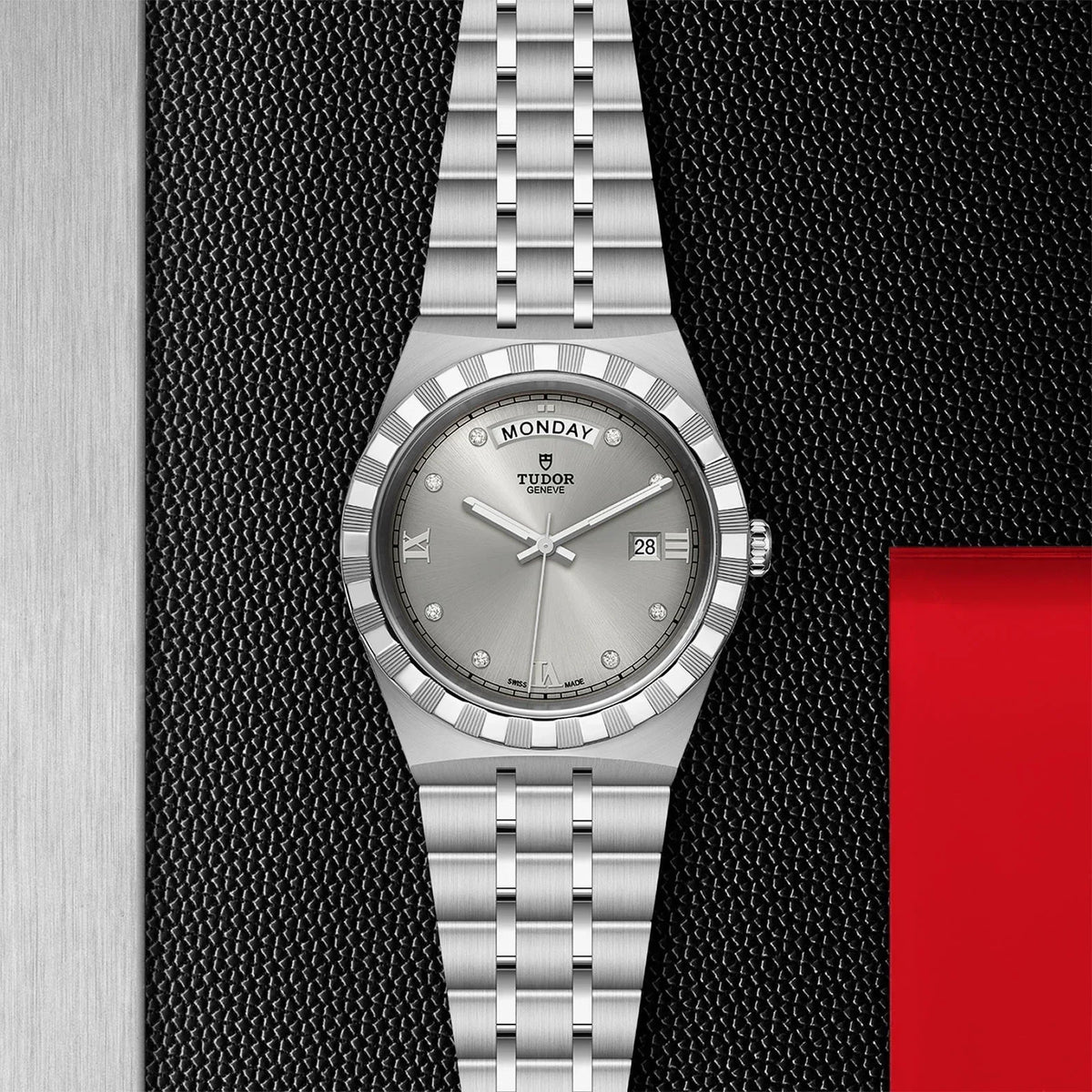  Shop Authentic Tudor Royal Day Date Diamonds Automatic Silver Dial Silver Steel Strap Watch for Men - M28600-0002 - Luxxuri