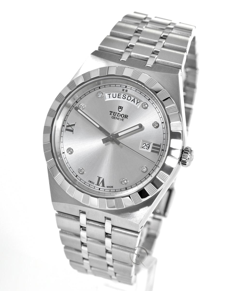  Shop Authentic Tudor Royal Day Date Diamonds Automatic Silver Dial Silver Steel Strap Watch for Men - M28600-0002 - Luxxuri